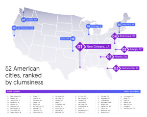 list of 52 clumsiest cities in usa