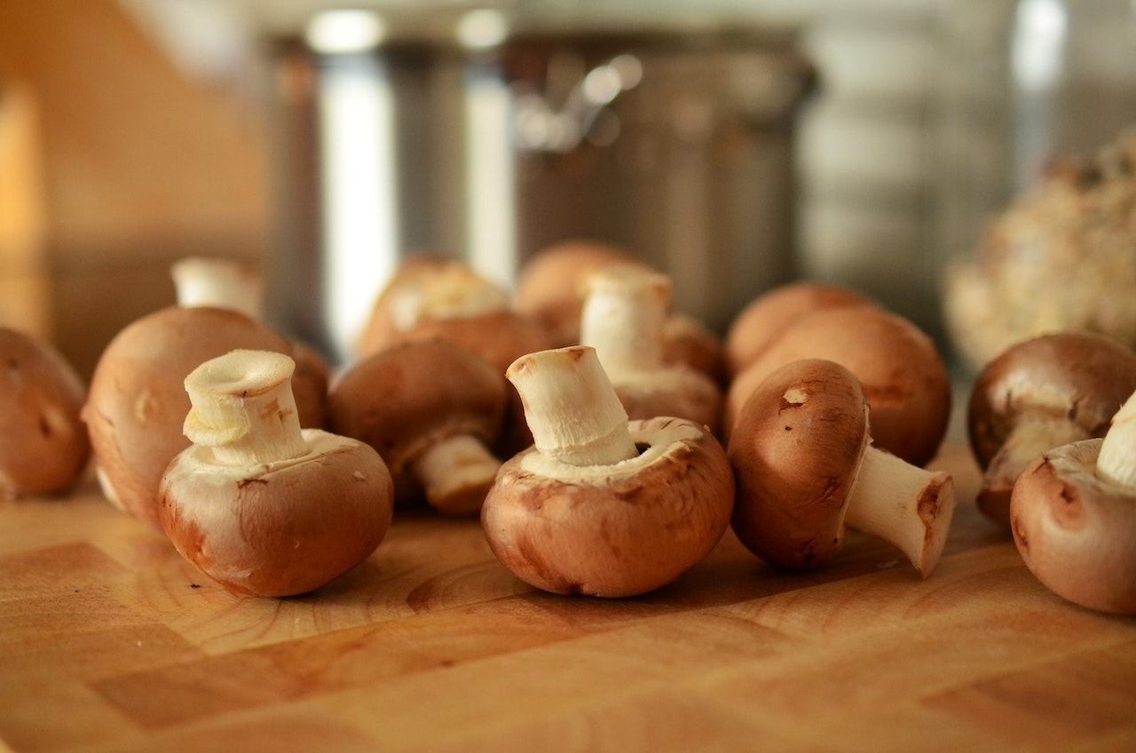 mushrooms on countertop