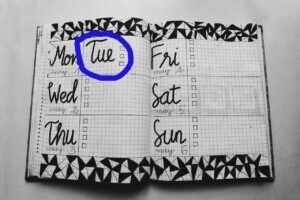 notebook with days of week